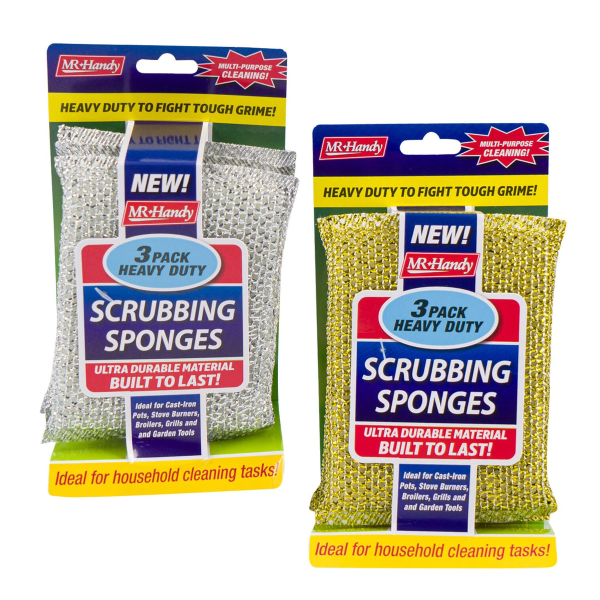 Wholesale Mr. Handy 3pk Heavy Duty Scrubbing Sponge GOLDEN/SILVERY