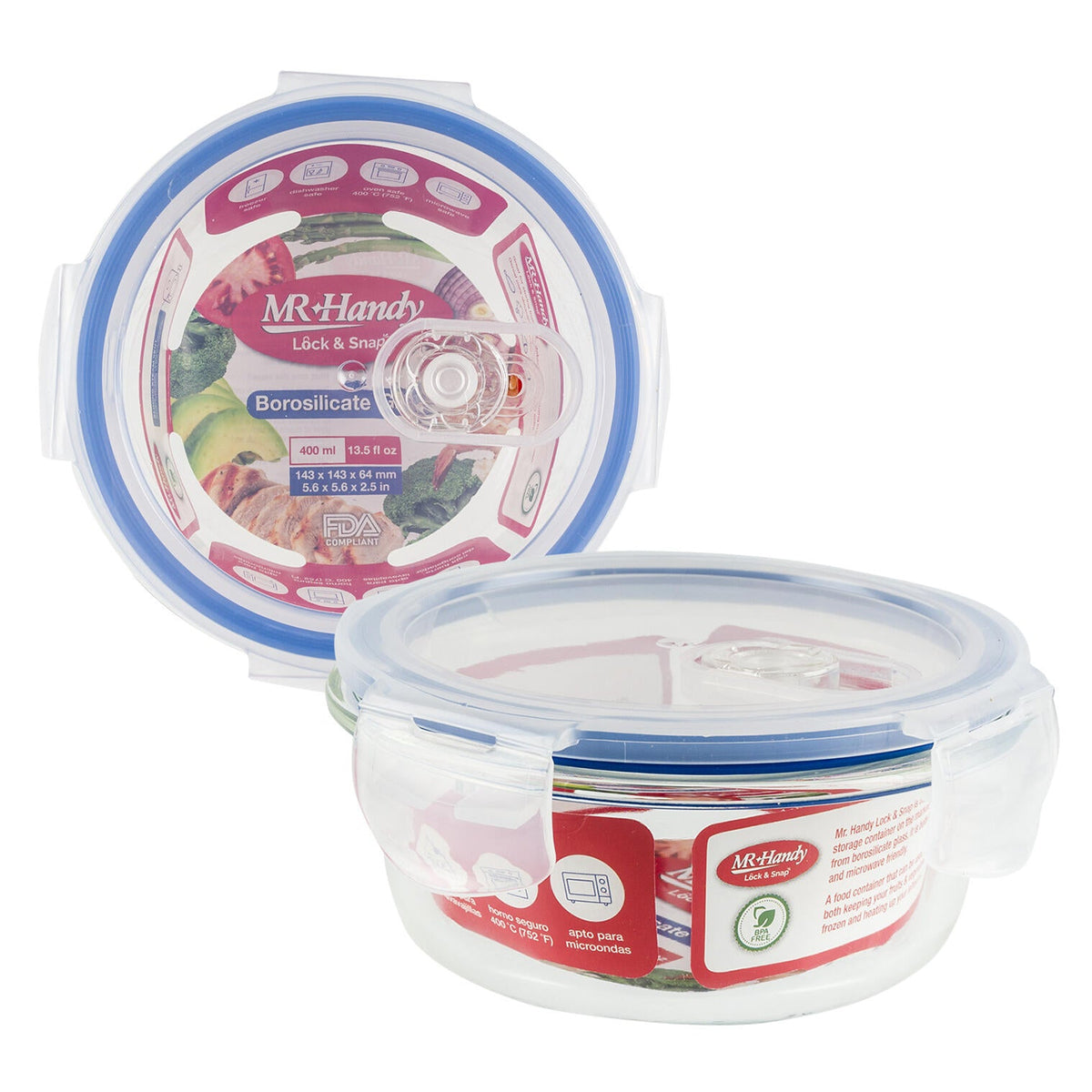 Mr. Handy Round Food Containers - 43.95oz -- 24 Per Case