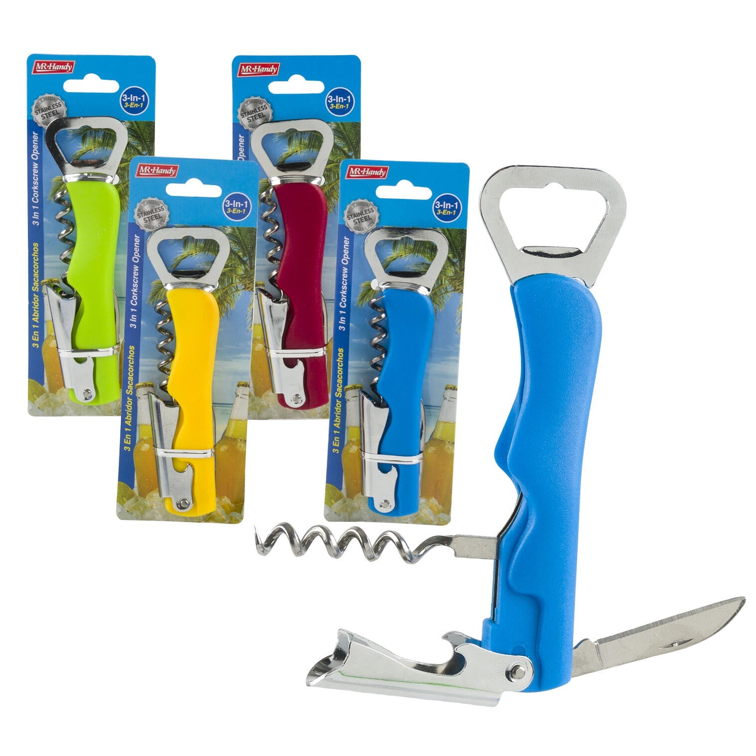 Mr. Handy Corkscrew Bottle Opener - 5.3" - Assorted (Pieces=96)