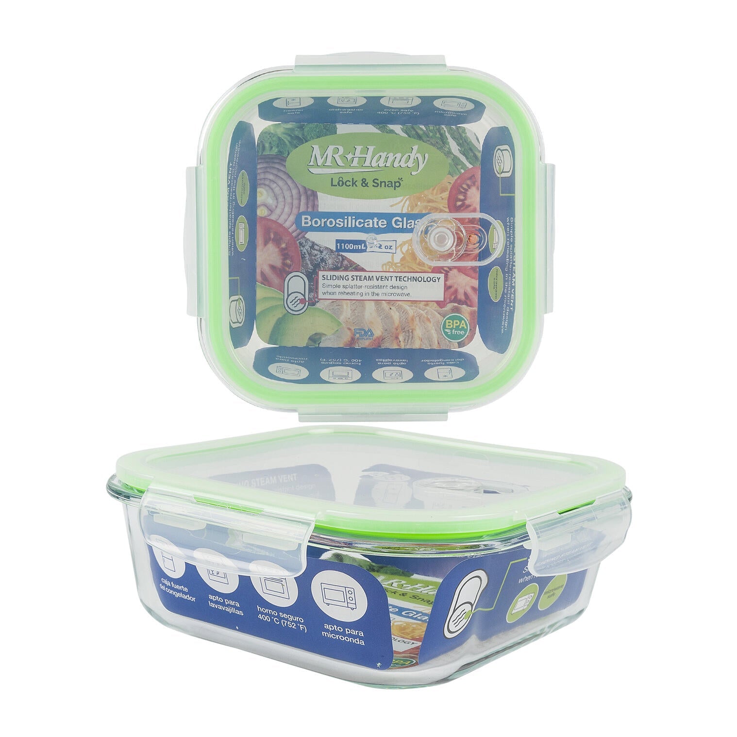 Mr. Handy Square Food Container - 37.2oz (Pieces=24)