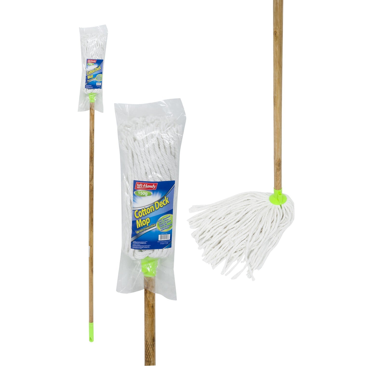 Mr. Handy Cotton Deck Mop w/ Wooden Handle - 150g (Pieces=24)