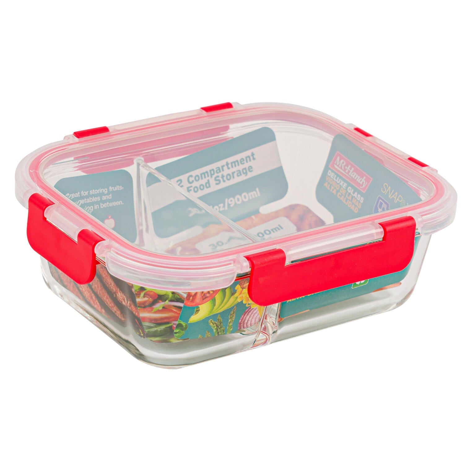 Mr. Handy 2-Section Rectangular Food Container (Pieces=12)